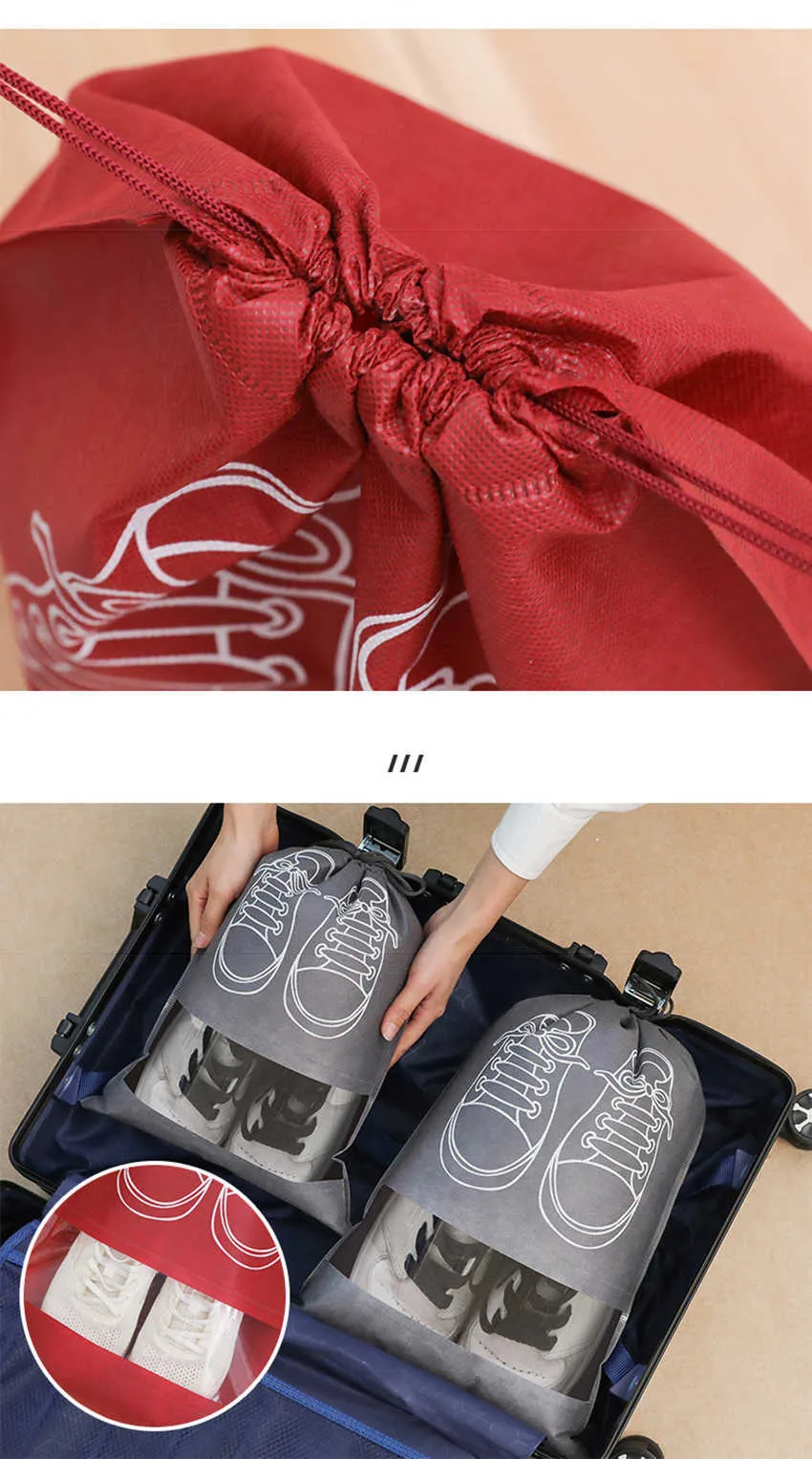 Dust-proof Drawstring Shoes Bag Suitcase Cloth Sock Holder Bag Portable  Ziplock Bag Closet Organizer Space-saving Sorting Bag