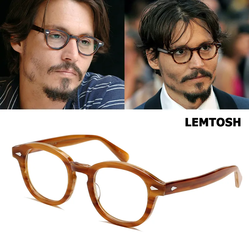 Okulary przeciwsłoneczne ramy Jacjad najwyższej jakości octan Johnny Depp Lemtosh styl okulisty okrąg