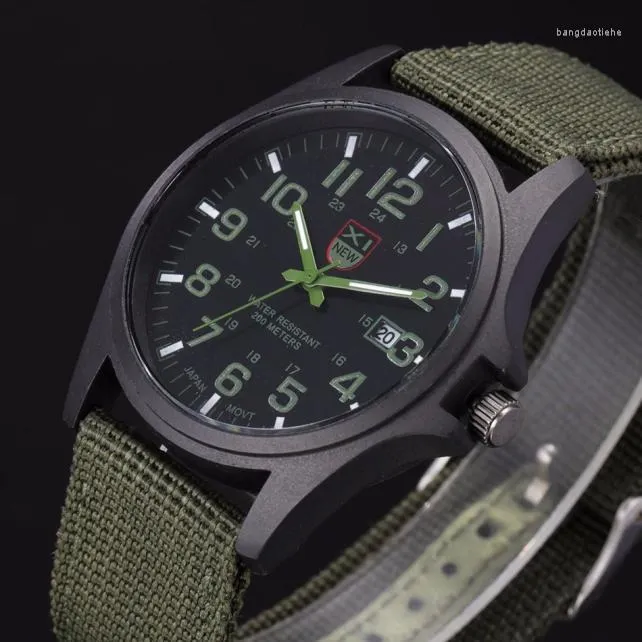 Montres-bracelets montre à Quartz pour hommes en plein air Date en acier inoxydable sport militaire pour homme étanche armée Reloj Hombre