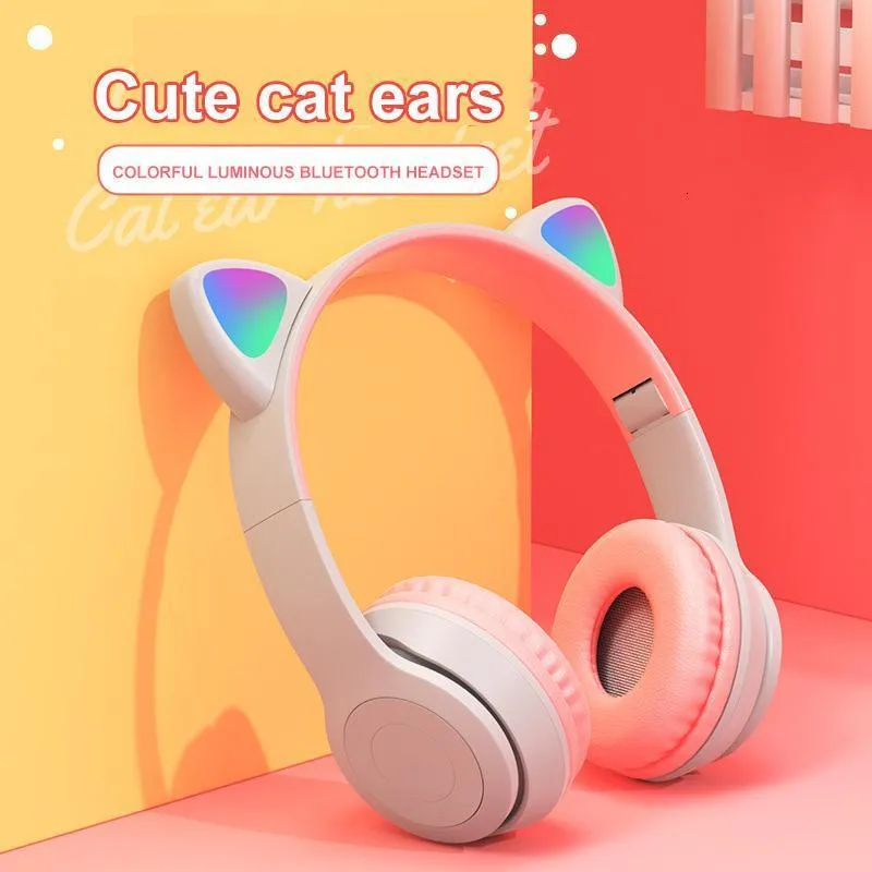 Telefon komórkowy słuchawki p47 bezprzewodowe słuchawki Cat Ucha z mikrofonem słuchawki Bluetooth stereo hełmy basowe Dziewczyna Girl Gift Earbuds PC Telefon zestaw słuchawkowy gracz 230324