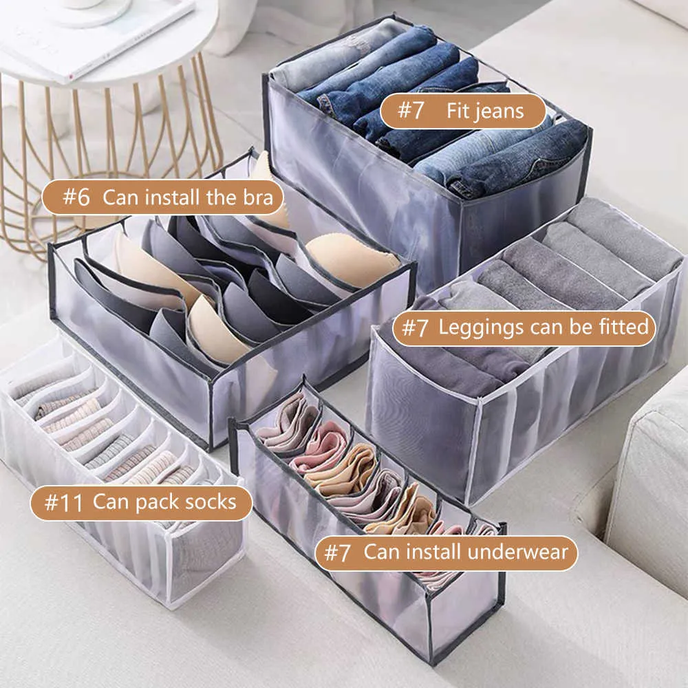 Jeans Compartment Storage Box Closet Organizer Clothes Separation Box Pants  Drawer Divider Storage Underwear Bra Organizer