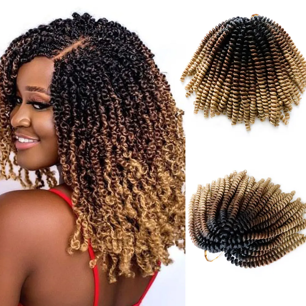 Fluffy Ombre Oblre Bubble Braids Short Hair Kanekalon Spring Curl Twist
