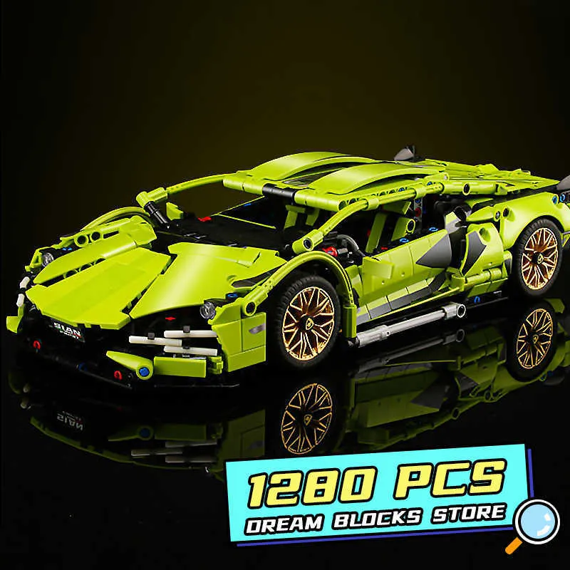 HighTech Racing Car Building Kit Classic Speed Sports Car Bricks Buildable Model Cars Vehicle
