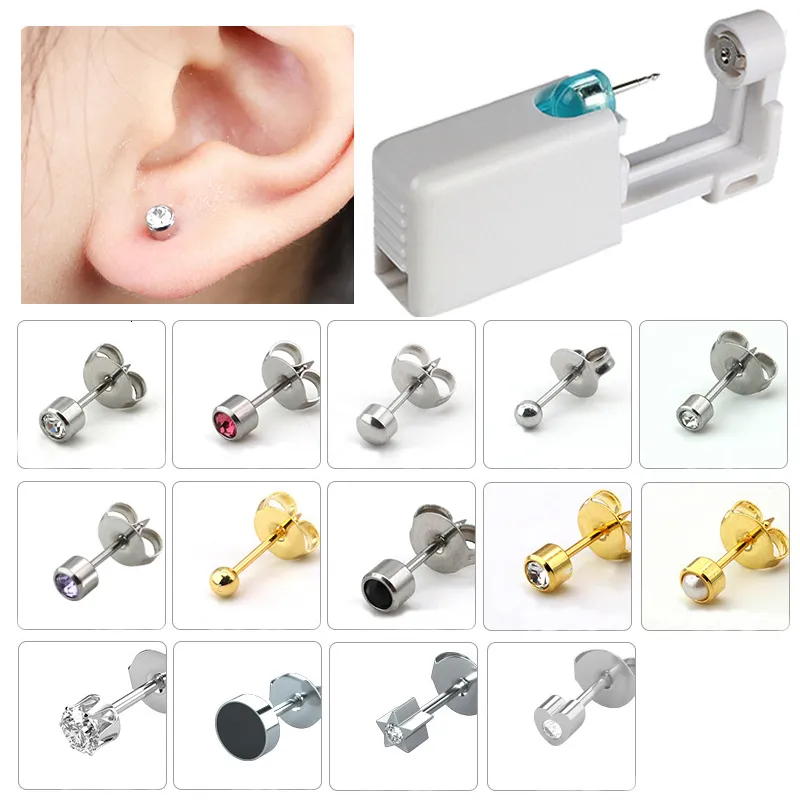 Nez Anneaux Goujons Jetable Aseptique Oreille Nail Gun Ménage Piercing Groupe Portable s Outil pour Femmes Hommes 230325