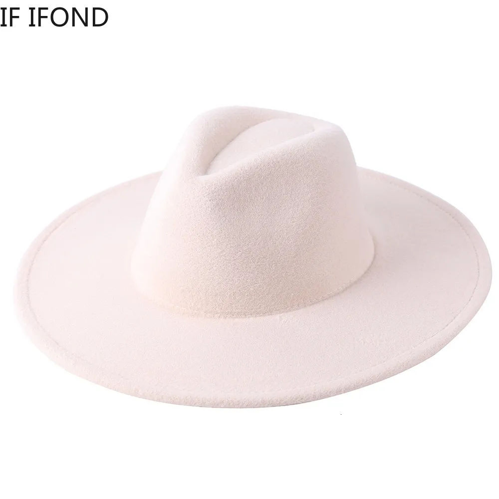 Stingy Brim Hats Wide Fedora Hat Women Men Wool Felt Gentleman Elegant Lady Winter Jazz Church Panama Sombrero Cap 230325