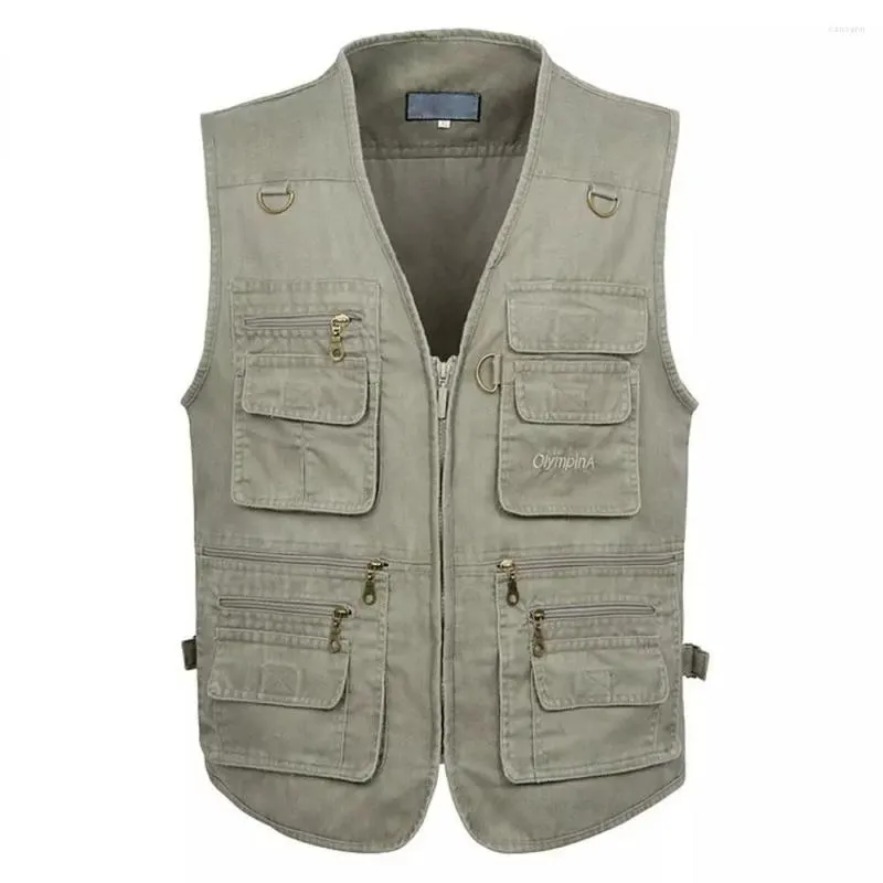 Hunting Jackets Male Casual Summer Big Size Cotton Sleeveless Vest With Many 16 Pockets Men Multi Pocket Pograph Waistcoat Tooling