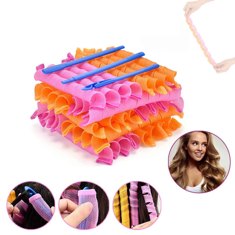 Волшебные ролики для волос Magic Roller 30455565CM мягкий DIY Spiral Curler Delless Curls для стержней для длинных инструментов для стиля с крючком 230325