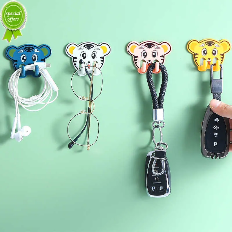 New 4/1PCS Tiger Hook Multi-purpose Wall Keys Bag Hanger Hook Adhesive Bathroom Towel Holder Kitchen Hardware Organizer Hook Rack