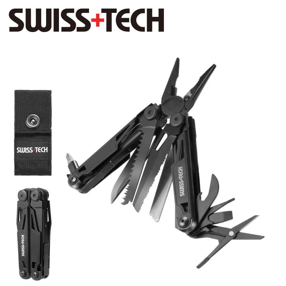 Llavero multi-herramientas Swiss Tech en plata 7 en 1 con linterna