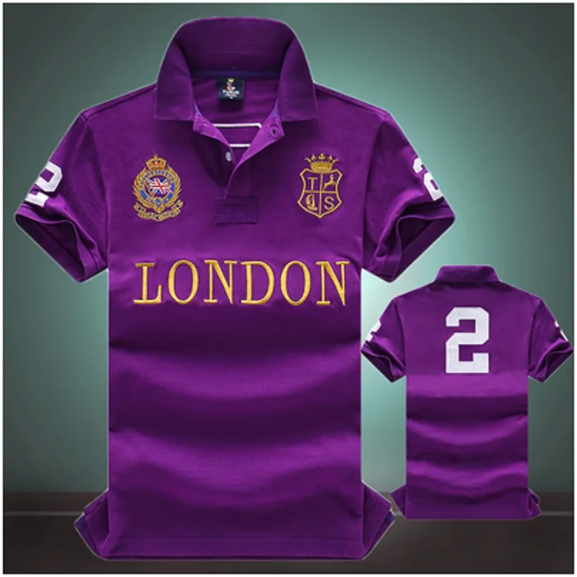 LONDON Embroidery Summer Short Sleeve Polos Shirt Cotton High Quality Men's T-Shirt Sports Fashion Brand s-5XL