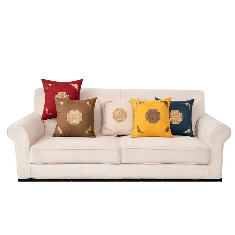 Kudde /dekorativ bomullsbroderi geometrisk kudde kinesisk knut täcke soffa hem år dekorativ stolstol täcker deco