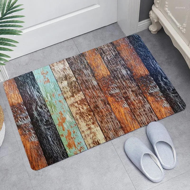 Tapis Tapis De Cuisine Moderne Antidérapant Lavable Tapis De Sol En Microfibre Rayé Imprimé 3D Maison Absorbant Paillasson Couloir Intérieur Paillassons