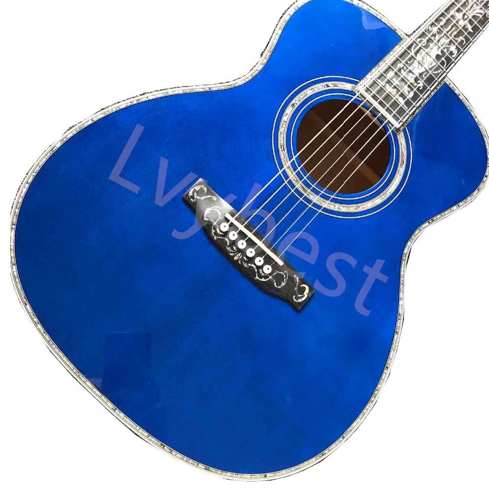 Solid Spruce Top Mahogny Neck Burst Maple Veneer Ebony Fingerboard Abalone OM45S Style Acoustic Guitar
