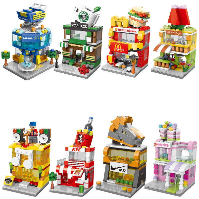 DIY Street View Building Blocks Set Store Shop House & Mini Bricks And