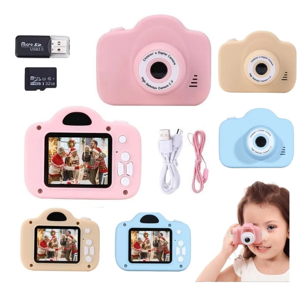 Toy Cameras Mini Child Camera Birthday Cadeau Streepjes camera 2 inch HD IPS -scherm Digitale camera 1080p Projectie Videocamera voor Girl Boys 230325