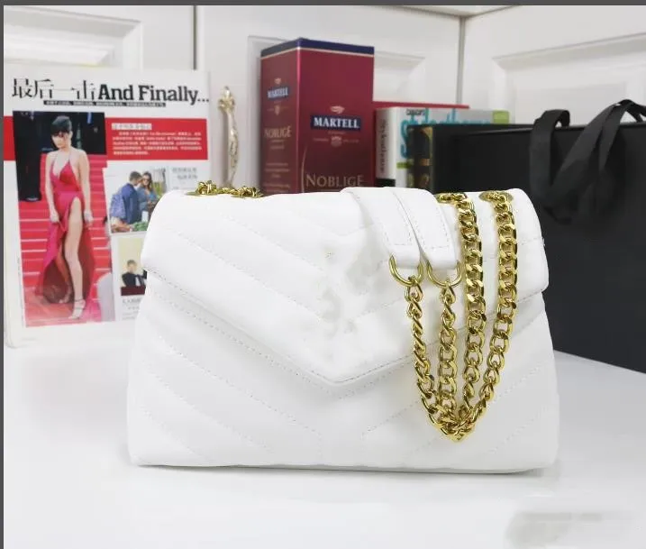 Moda luksusowa torebka torba na ramiona Kobiet Dziewczyna marka projektantka szew skórzana metalowa łańcuch czarny klapka torby łańcuchowe 707