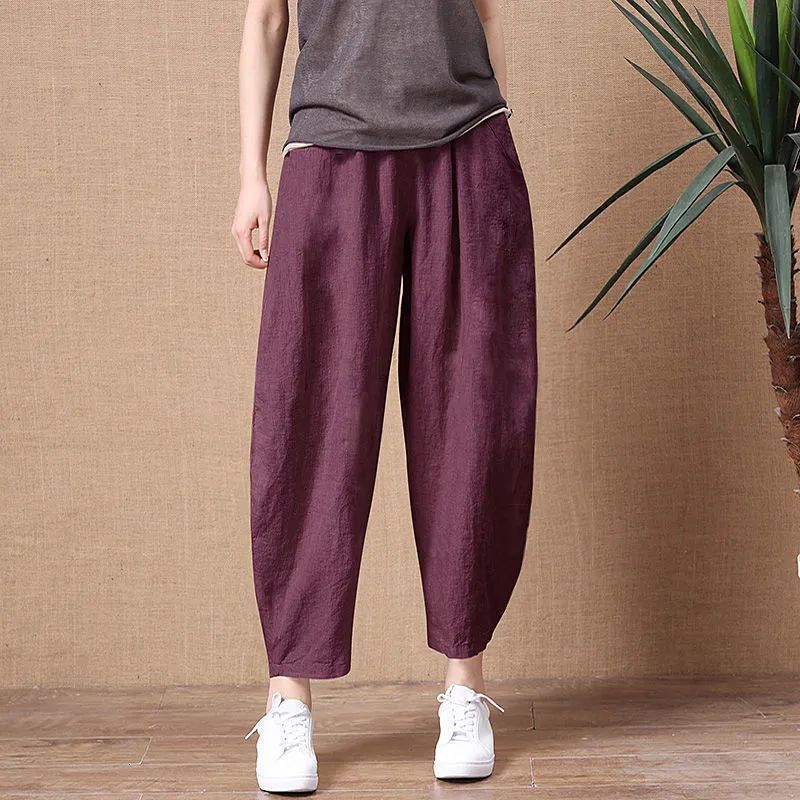 Женские брюки S Shimai Cotton Linen Elastic Tan Taist