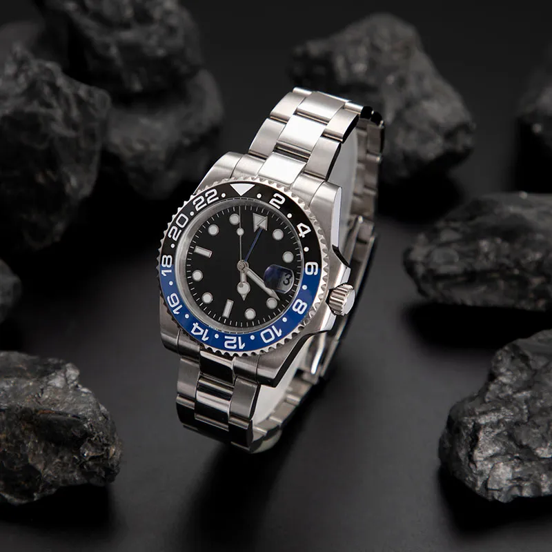 Reloj automático GMT de lujo para hombre, reloj de negocios luminoso de  acero inoxidable impermeable con zafiro