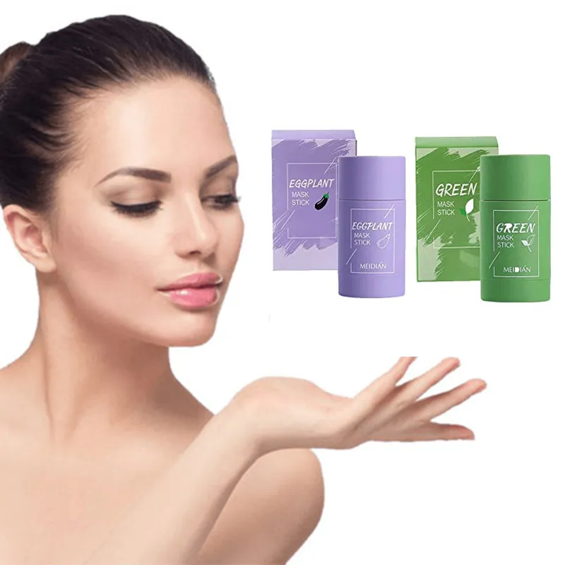 Prodotti di bellezza Stick per maschera viso all'argilla e tè verde - 40 g Rimuovi pori restringenti Detergente per punti neri Controllo dell'olio Idratante per la pelle