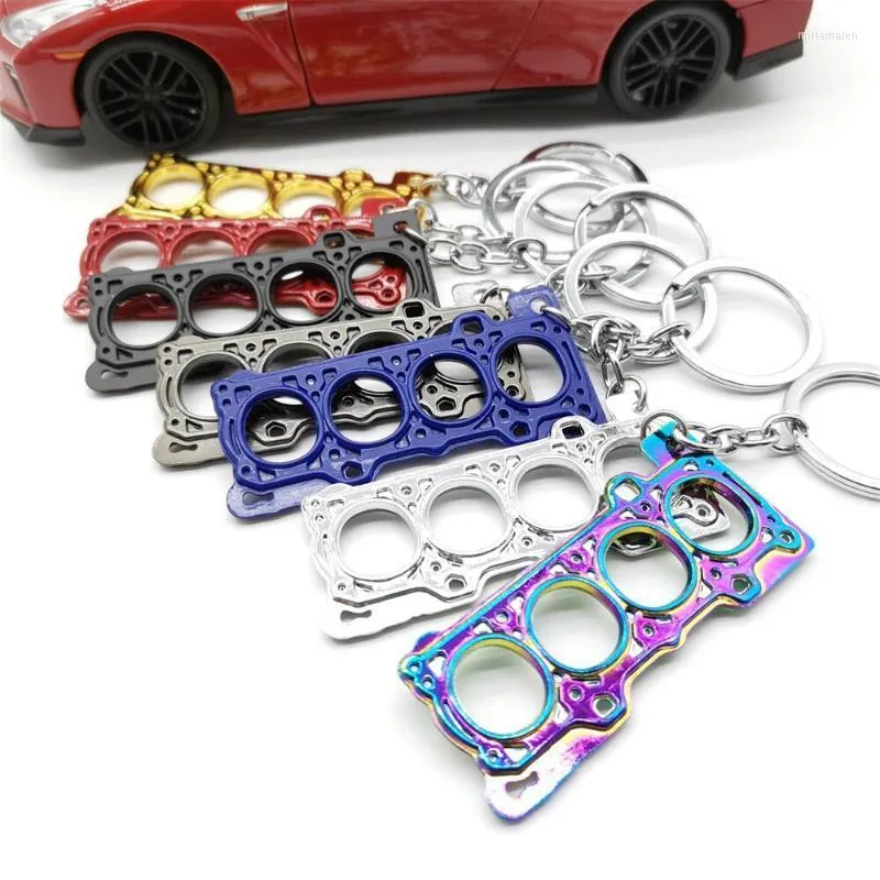 Keychains Tuning Keychain Car Modification Turbo Cylinder Head Engine Packning Model Key Ring Chain for Racing Fans Miri22