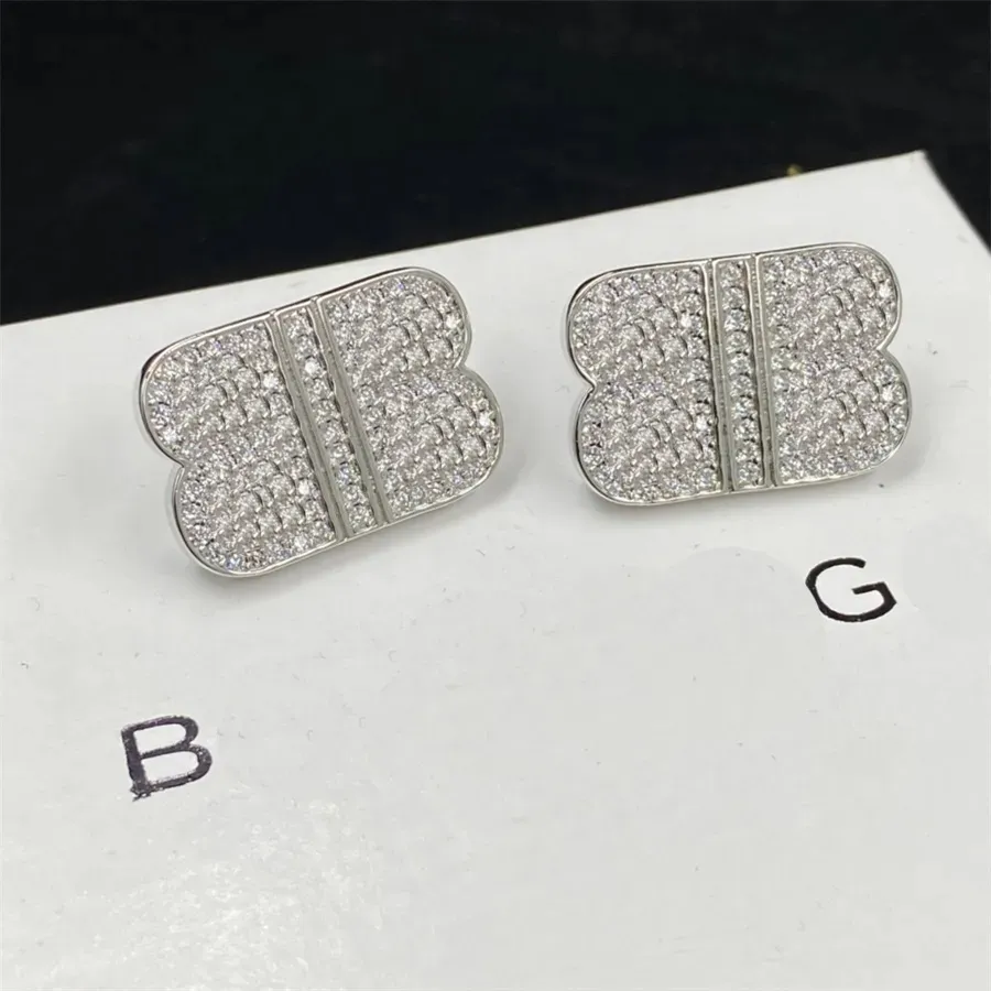 Luxurys Designer Ear Studs Pendiente para mujer Moda B Pendientes Joyas Mujeres de lujo Shine Diamond Pendant Studs Hoop Ear Rings Wedding Partys