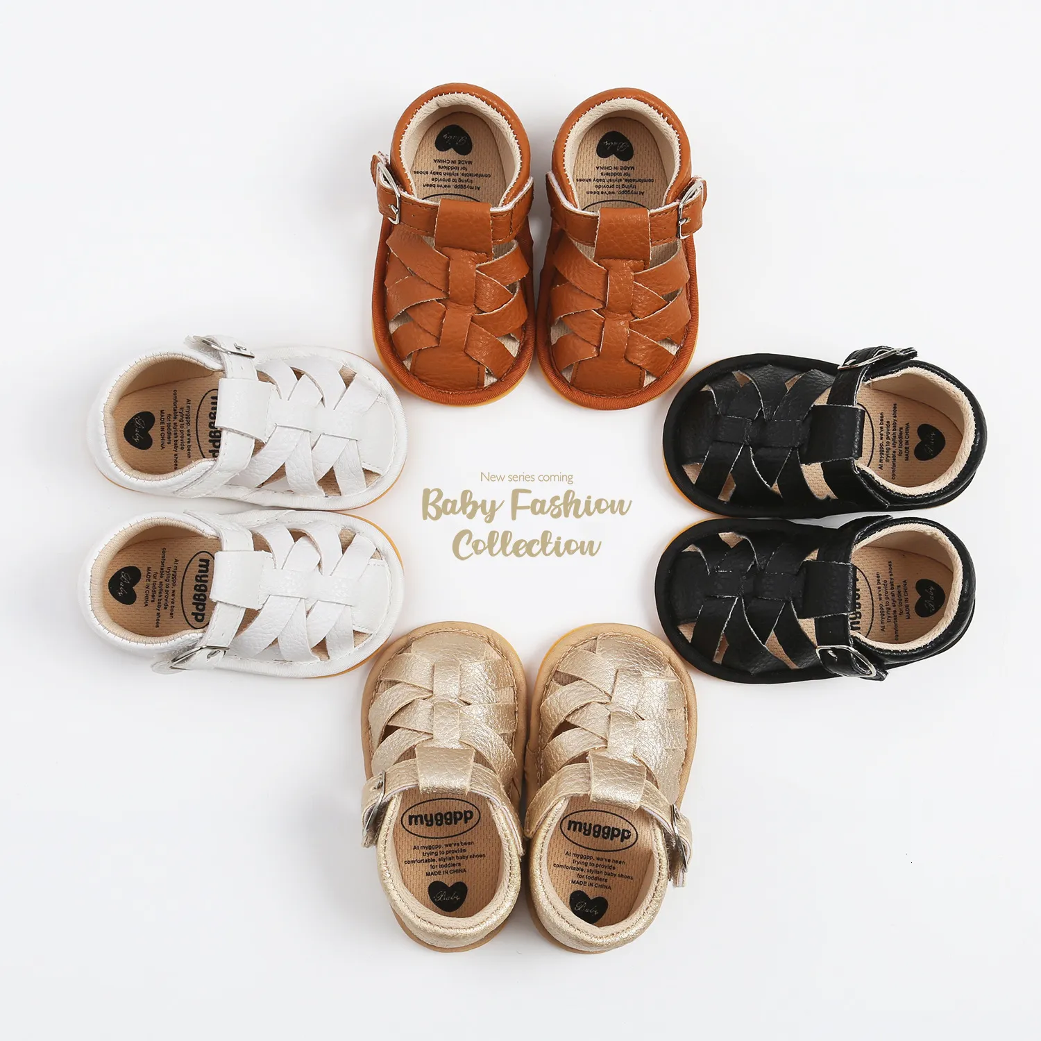 First Walkers Summer Baby Shoes Ragazzi First Walking Neonati Sandali Scarpe da bambino Prewalkers Pu Zoccoli in pelle Appartamenti Tinta unita 230325