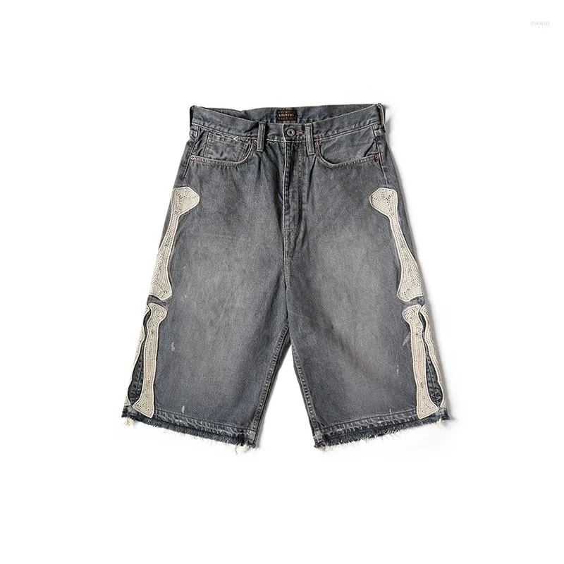 Short homme KAPITAL 22SS Style japonais broderie osseuse délabré loisirs décontracté hommes et femmes Vintage Denim