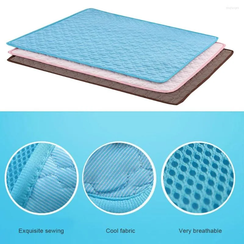 Cat Beds Pet Dog Cooling Mat Summer Cushion Breathable Crate Pad Portable Washable Blanket Supplies