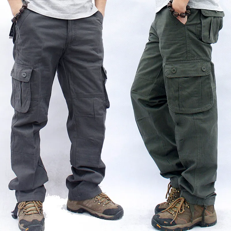 Mäns byxor lastbyxor män militära arbete overaller löst raka taktiska byxor flerficka baggy casual bomullsarmé slacks byxor 44 230325