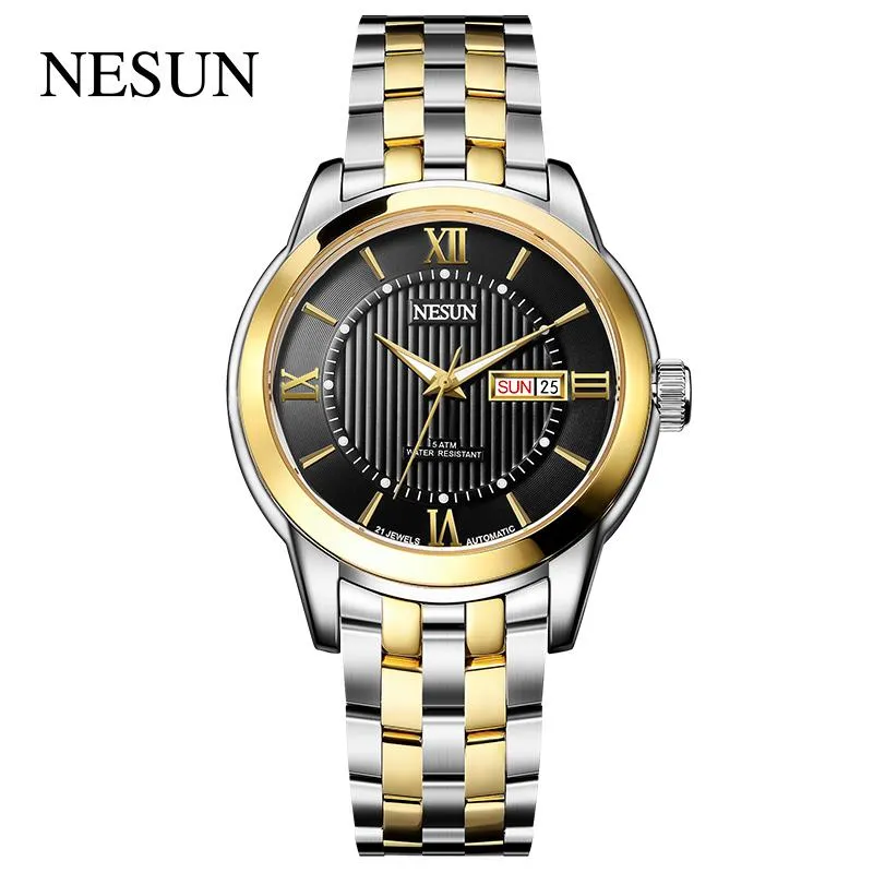 Montres-bracelets Top Marque Nesun Hommes Business Automatique Saphir Cristal Japon MIYOTA NH36A Mécanique Mâle Cadeau Horloge 5ATM MS9201BG