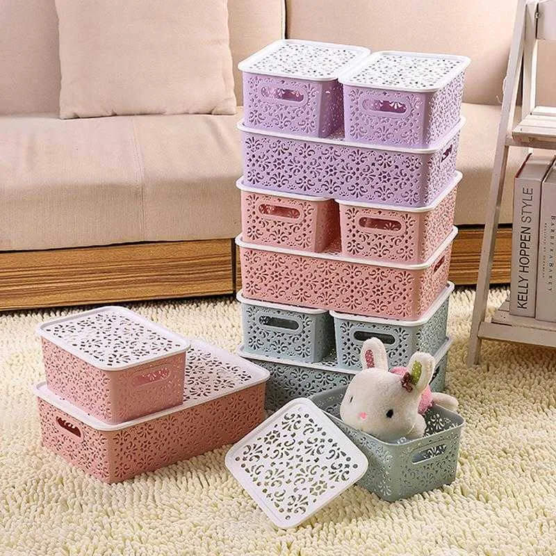 Aufbewahrungsboxen Bins Hohle Kunststoff-Aufbewahrungsbox Unterwäschekorb Desktop-Kosmetik-Organizer Kinderspielzeug Küche Home Container Badezimmerzubehör P230324