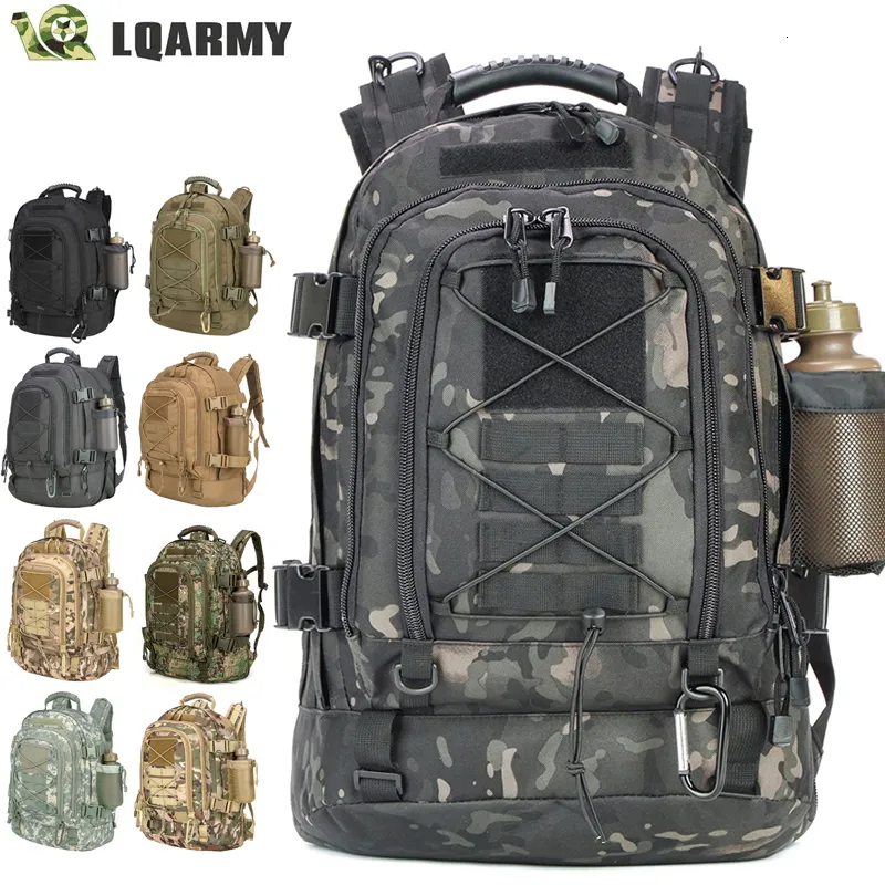 Outdoor Bags 60L Military Tactical Backpack Army Molle Assault Rucksack 3P Travel Hiking Rucksacks Camping Hunting Climbing 230325