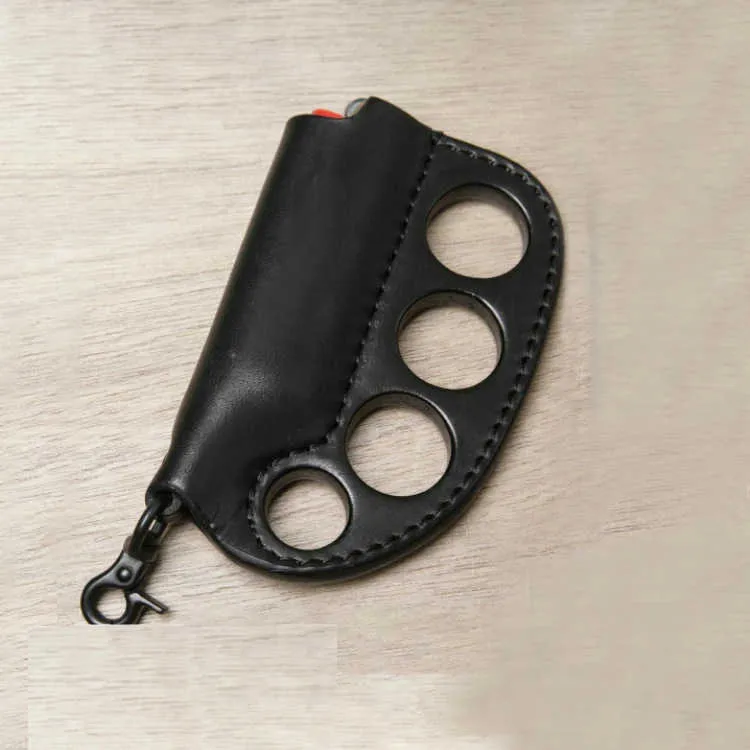 Accessoires couverture légale en cuir, briquet à quatre doigts, auto-défense Edc, équipement de Support de main B21D