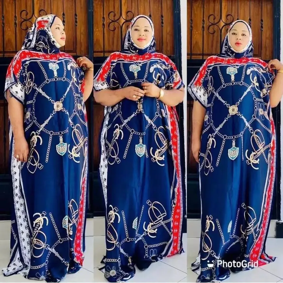 Ethnic Clothing Style Muslim Abaya Oversize African Women Clothing Dubai Dashiki Free Size Casual Floral Dresses Loose Long Dress Vintage 230325