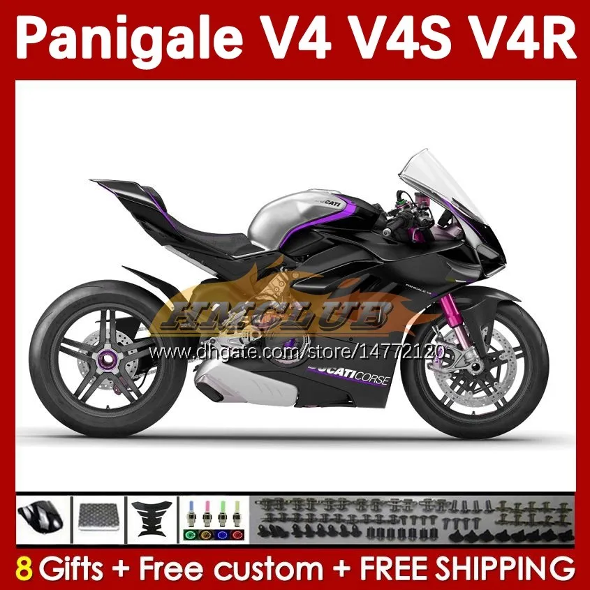 Motocicletas para Ducati Black Glosty Street Fighter Panigale V4S V4R V 4 V4 S R 18 19 20 Corpo 41NO.50 V4-S V4-R 18-22 V-4S V-4R 2018 2019 2020 Mold de injeção