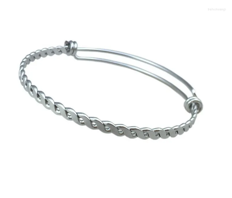 Bangle 50pcs/lot Wholesale Stainless Steel TWISTED Expandable 60MM Bracelet Blanks Adjustable Bracelets