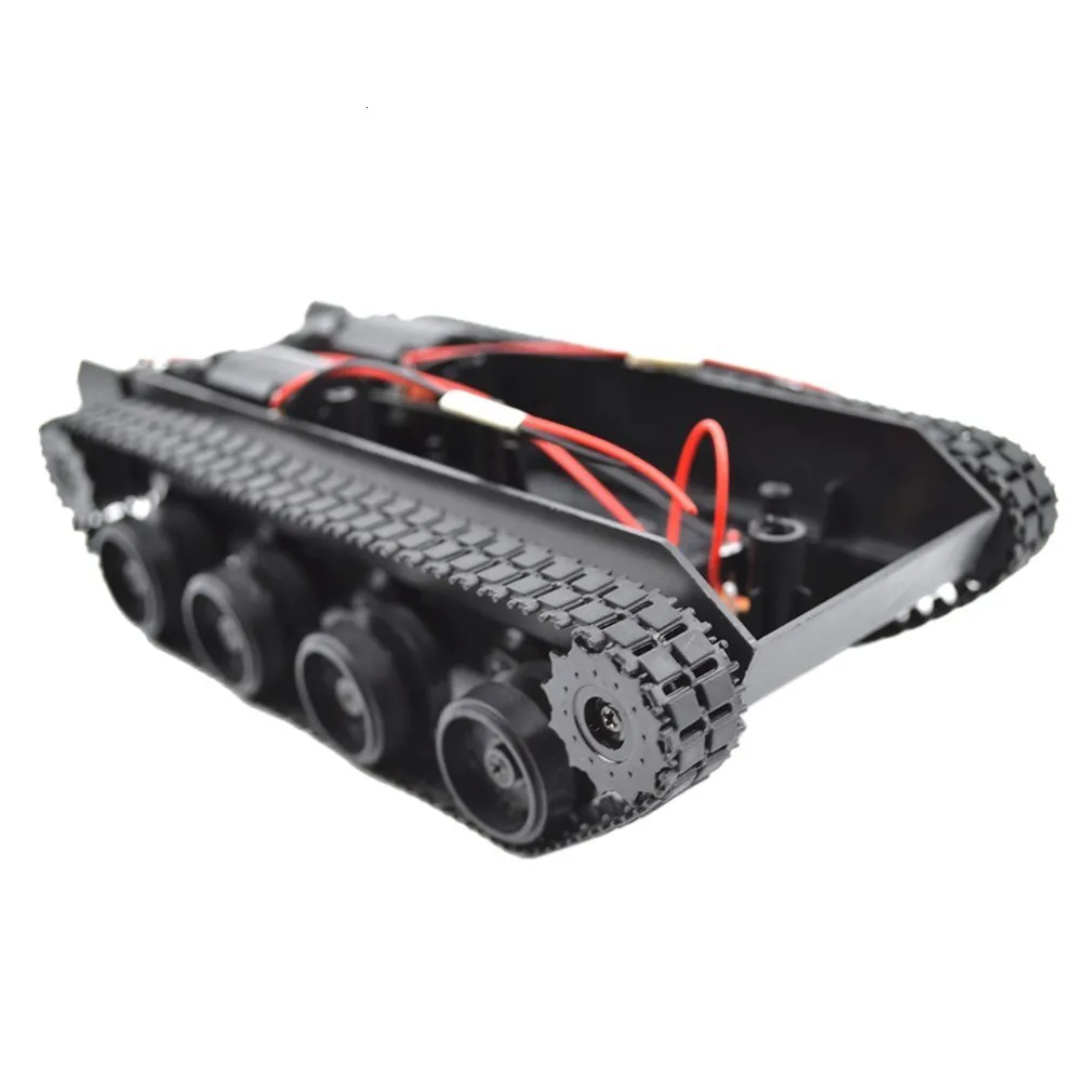 ElectricRC Car LightDuty ShockAbsorbing Tank Rubber Crawler Chassis Kit Tracked Vehicle Rc Smart Robot Diy Toys 230325