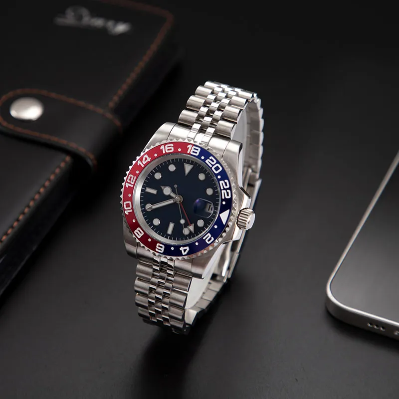 Luxury Mens Automatic Watch 41mm Submarine Style, Black Dial