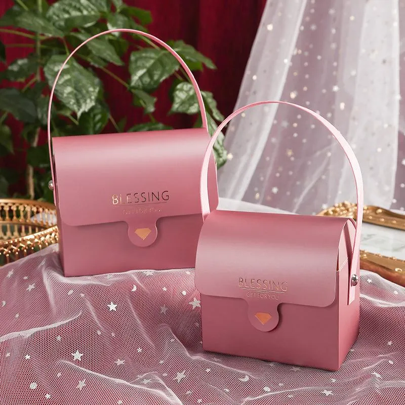 Confezione regalo Confezione di sacchetti per imballaggio Scatola di caramelle nuziali portatili per bomboniere Baby Shower Festa di compleanno Grazie
