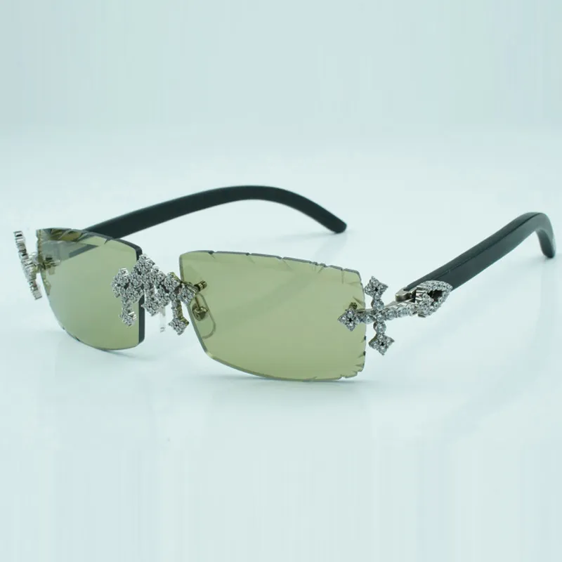 Lunettes de soleil Cross Diamond cool 3524031 avec pieds en bois noir naturel et lentille taillée de 57 mm