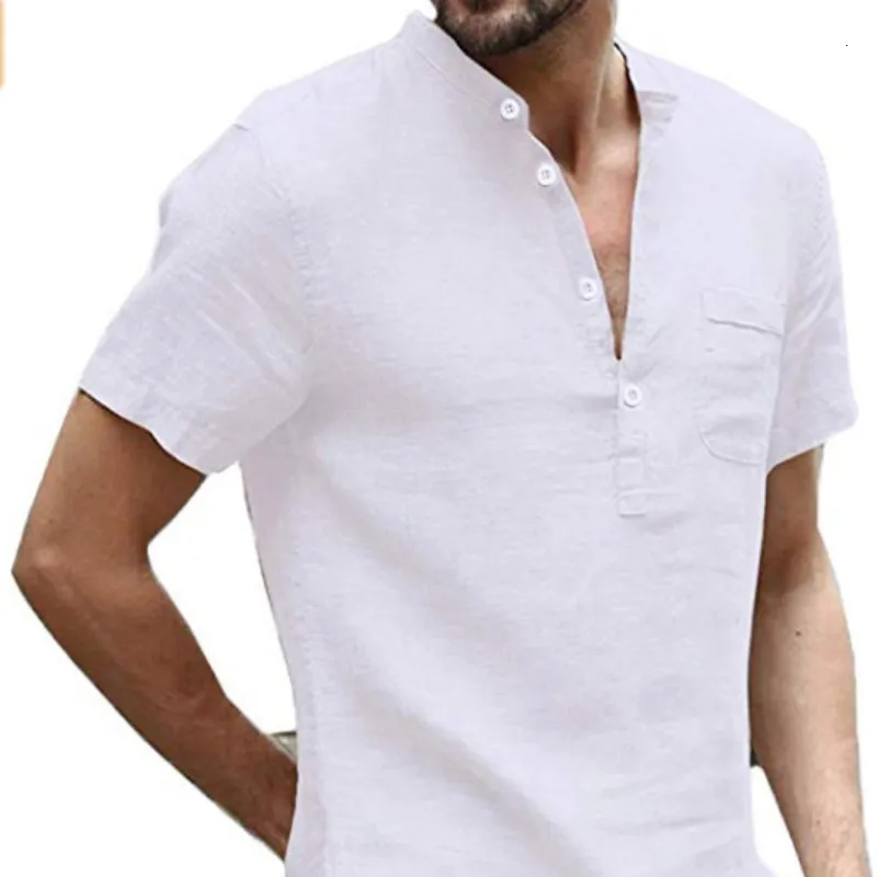 Camicie casual da uomo T-shirt a maniche corte da uomo estivo in cotone e lino T-shirt da uomo casual da uomo T-shirt da uomo traspirante S3XL 230325