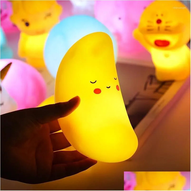 Energy Storage Battery Night Lights Cartoon Light Led Cute Decoration Lamps Moon Bear Dinosaur Girl Kids Children Toys Gifts For Bed Dhlzx