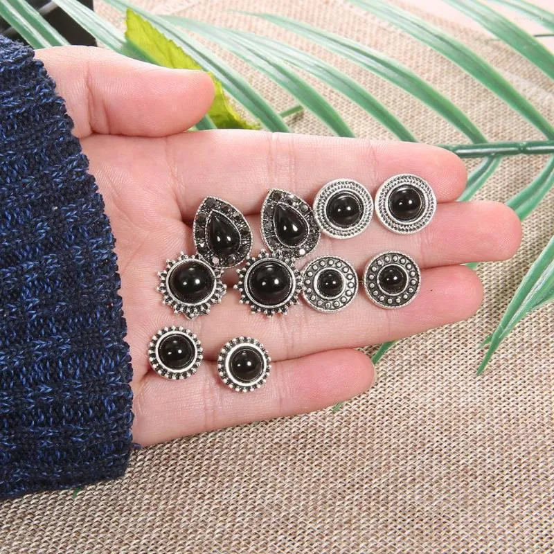 Ohrstecker, trendige Charm-Sets, koreanischer Modeschmuck für Frauen, klassischer Vintage-Schmuck aus schwarzem Kunstharz, romantischer, zarter Ohrring