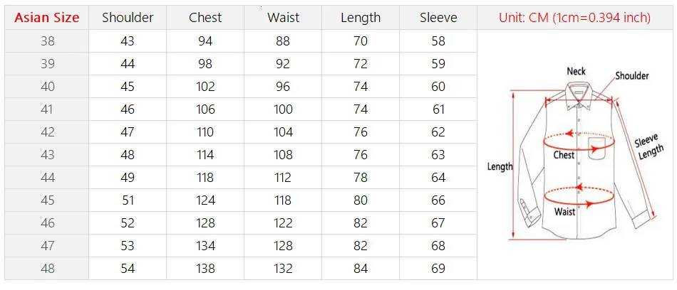 Long Size Chart