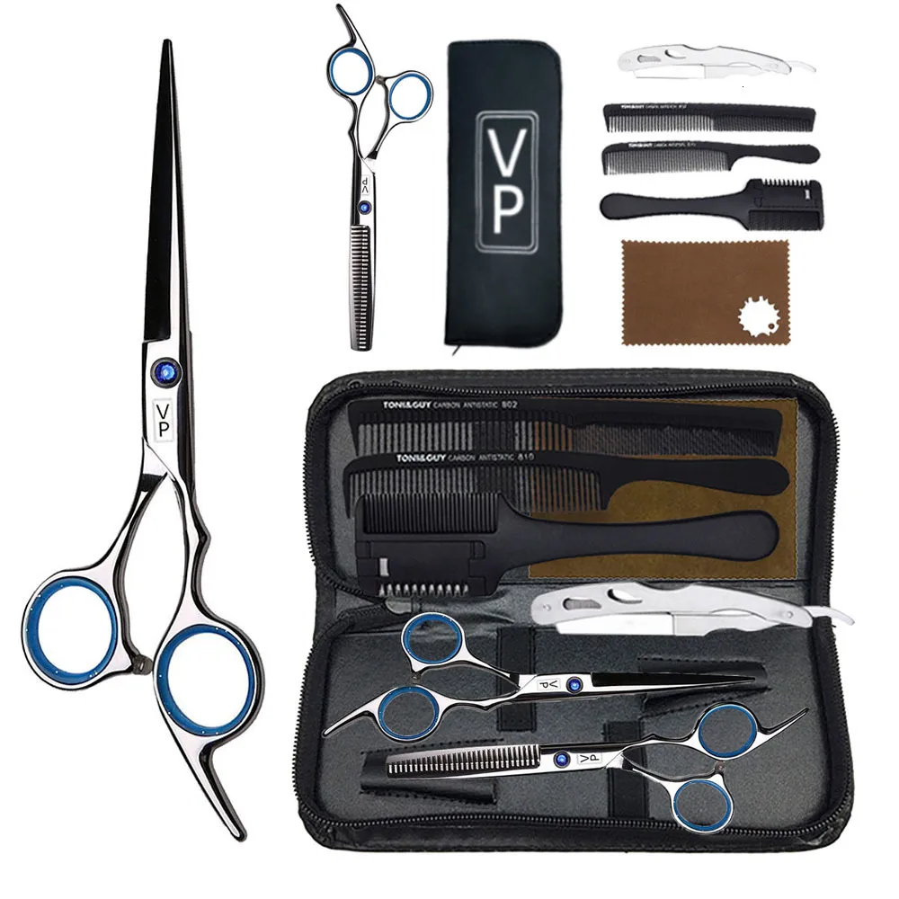 Hair Scissors Professional Hairdressing Haircut 6 Inch 440C Barber Shop Hairdresser's Cutting Thinning Tools High Quality Salon Set 230325