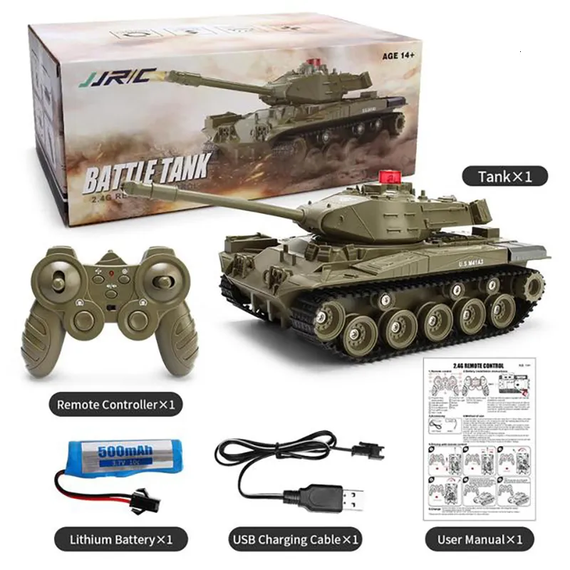 ElectricRC Car Q85 Modelo de tanque 24G Control remoto Programable Crawler Efectos de sonido Militar 130 Juguete para niños 230325