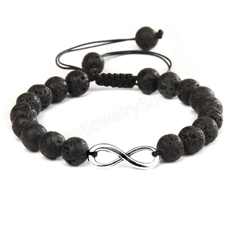 Pulseras con dijes de cadena infinita de amor infinito para hombre y mujer, pulsera con cuentas en blanco y negro, joyería ajustable para mejor amigo