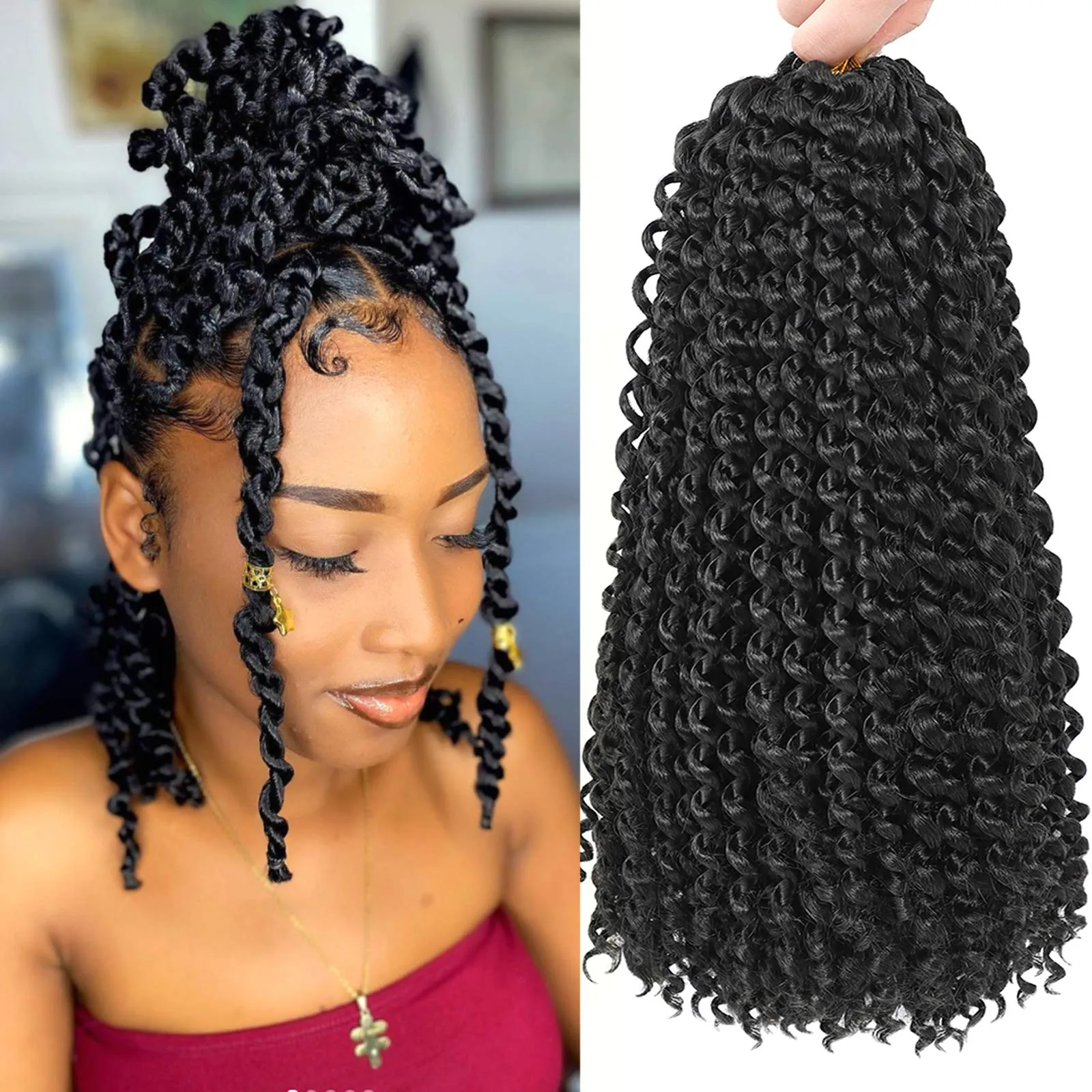 18 Inch Ombre Water Wave Passion Twist Synthetic Crochet Braid Passion  Twist Hair Pre Looped From Eco_hair, $7.78