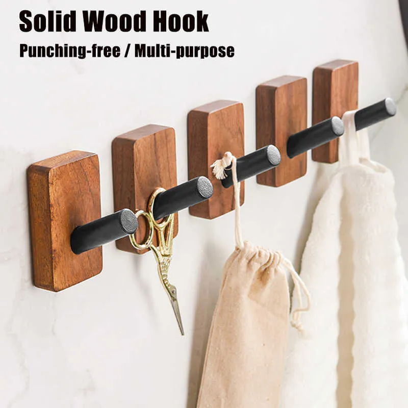 Gancho De Madera Para Decoracion De Pared Colgador De Bolsa De Toalla Para Ropa Sin Perforaciones Soporte Para Abrigos Detras De La Puerta Estante Organizador De Toallas De Bano De 3 96 DHgate