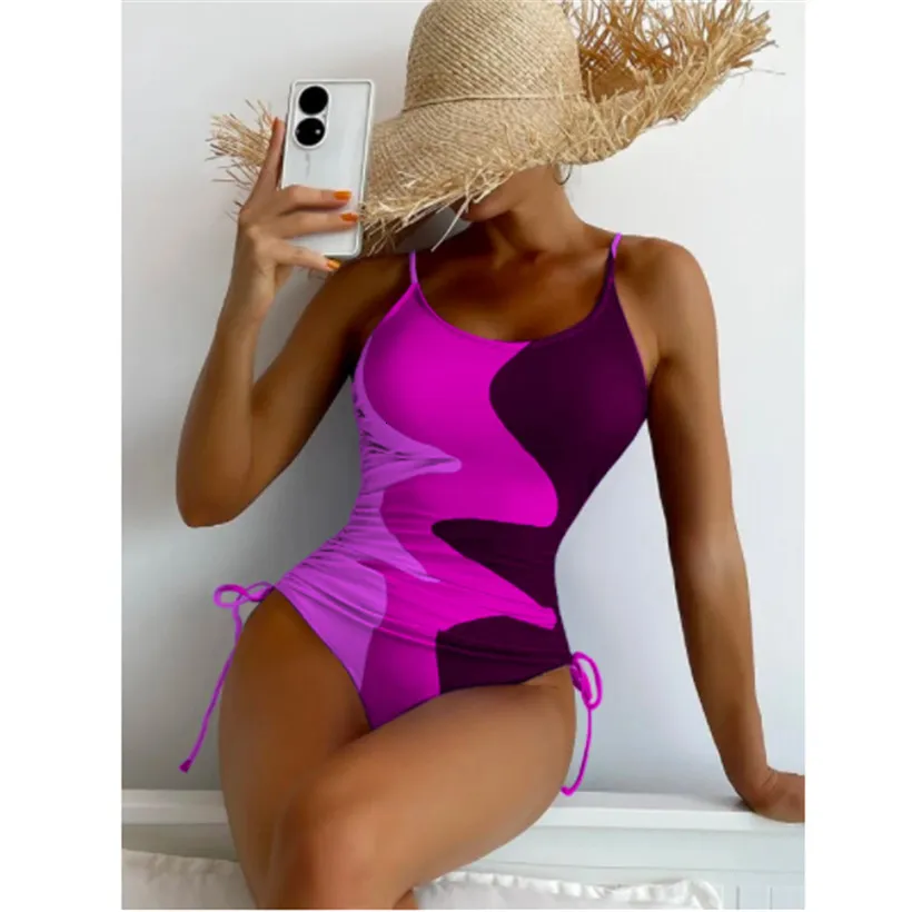 Zwemkleding Badmode Vrouwen 2023 Badpak Kleuraanpassing Vrouwelijke Zwempak Push Up Monokini Sexy 230325